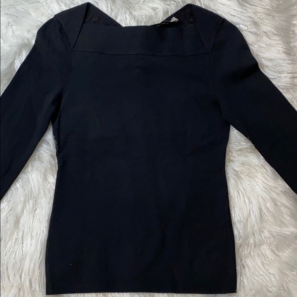 Valentino Black Long Sleeve Lace Back Top